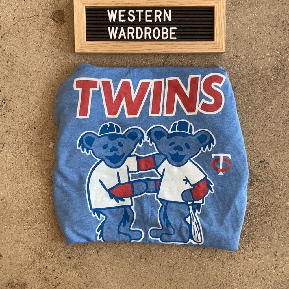 ⚾️🍄 Homage Grateful Dead x Minnesota Twins - T-Shirt Sz Medium Light Blue 🌀🏟